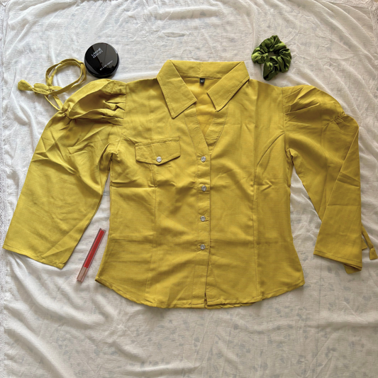 Puff Sleeve Top - Mustard