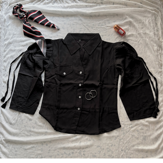 Puff Sleeve Top - Black