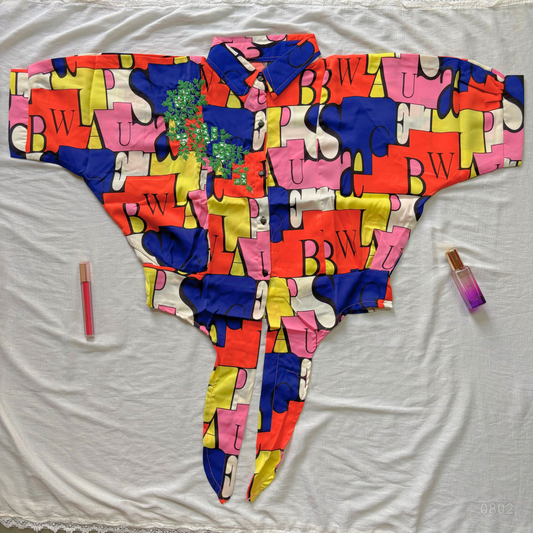 Urban Mosaic Top - With Green Embroidery