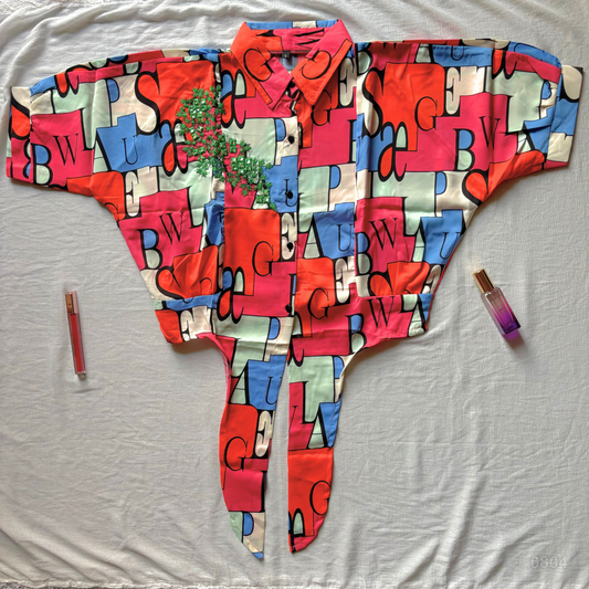 Urban Mosaic Top - With Green Embroidery