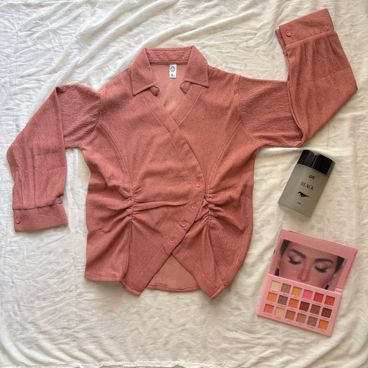 Ruched Wrap Top - Dusty Rose