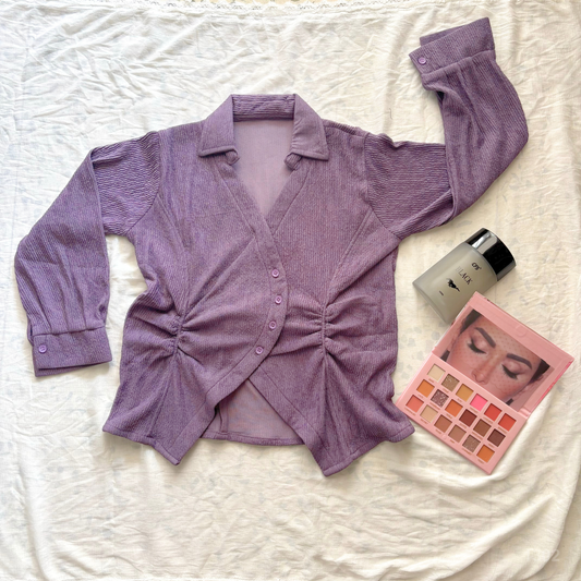 Ruched Wrap Top - Lavender